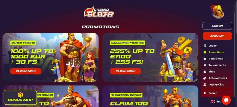 Gibt es beim Slota Casino einen Bonuscode ohne Einzahlung?